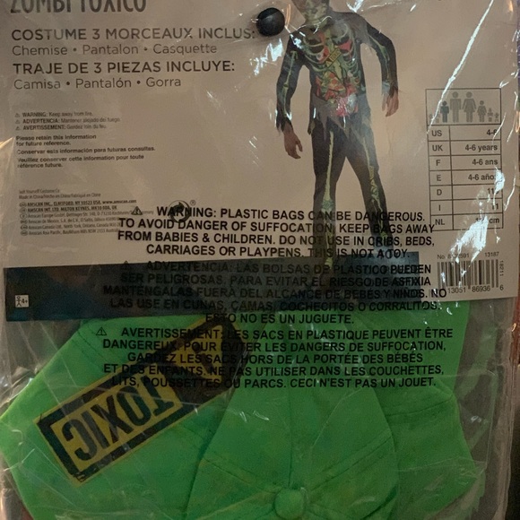 Toxic Zombie Costume Small 4-6 - Picture 2 of 3